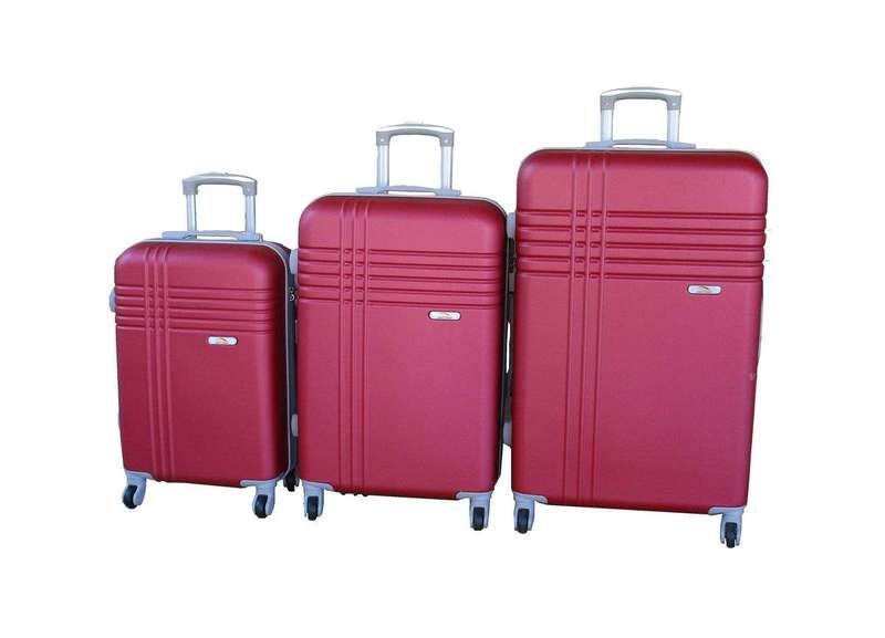 SMTE 3-Piece Travel 28-Inch Luggage Suitcase Bag Set - Stylish - Red with keychain