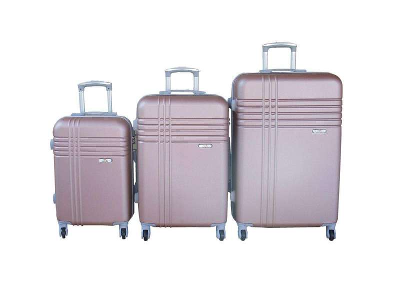 SMTE 3-Piece Travel 28-Inch Luggage Suitcase Bag Set - Stylish - Rose Gold with keychain