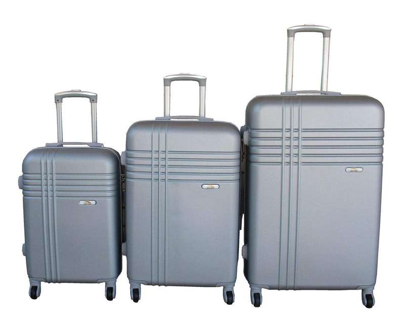SMTE 3-Piece Travel 28-Inch Luggage Suitcase Bag Set - Stylish - Silver with keychain