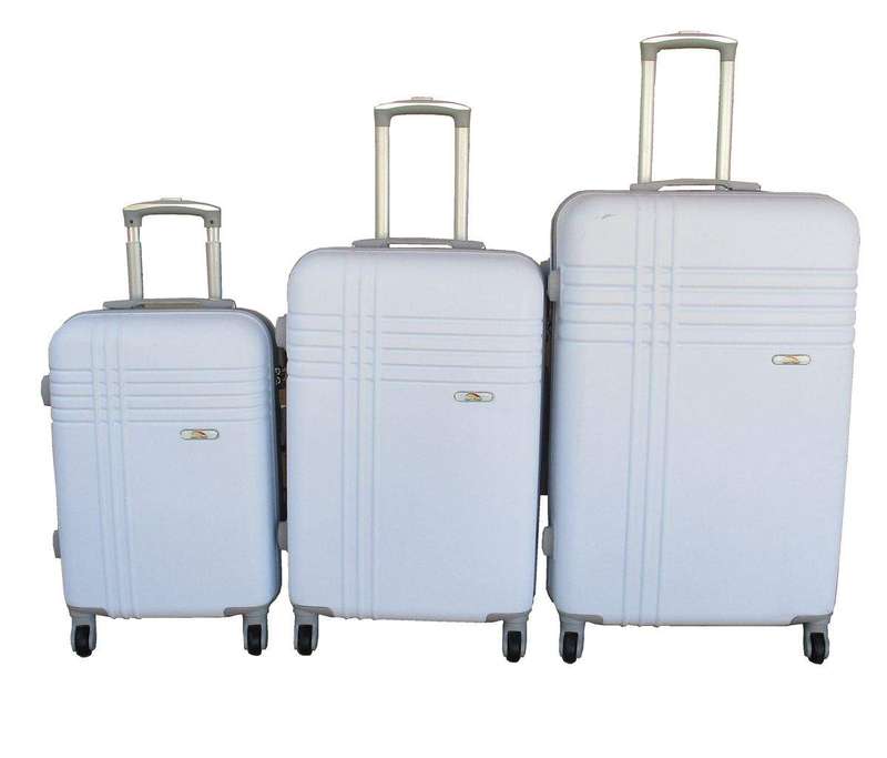SMTE 3-Piece Travel 28-Inch Luggage Suitcase Bag Set - Stylish - White with keychain