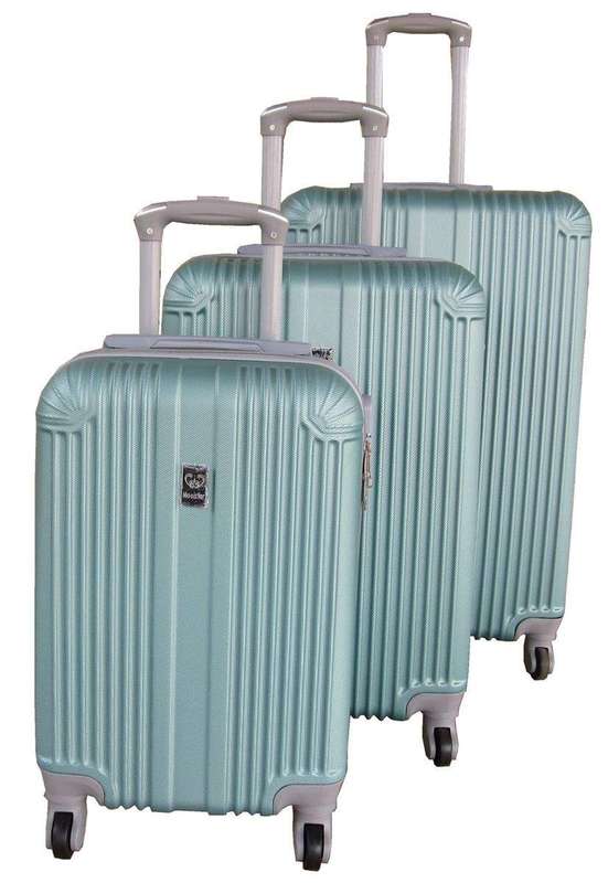 SMTE 3 Piece Mooistar 27 inch Travel Luggage Suitcase Bag Set - Aqua Green with keychain