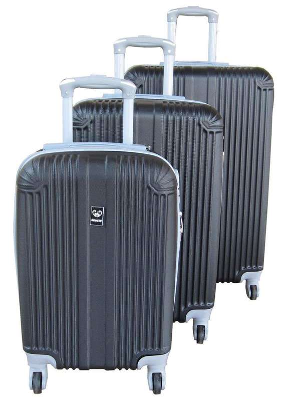 SMTE 3 Piece Mooistar 27 inch Travel Luggage Suitcase Bag Set - Black with keychain