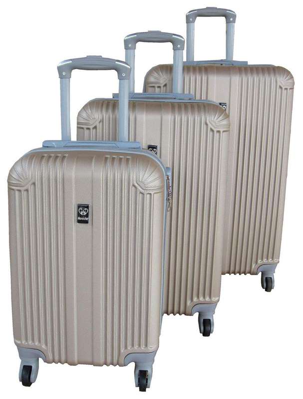 SMTE 3 Piece Mooistar 27 inch Travel Luggage Suitcase Bag Set - Gold with keychain