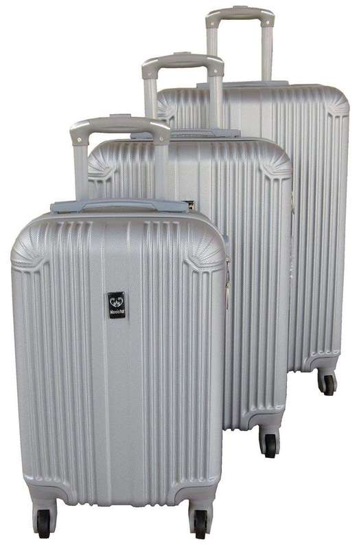 SMTE 3 Piece Mooistar 27 inch Travel Luggage Suitcase Bag Set - Silver with keychain