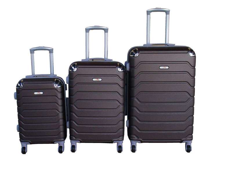 SMTE 3-Piece Travel 28-Inch Luggage Suitcase Bag Set - Stylish - Brown with keychain