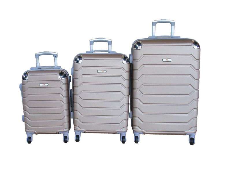 SMTE 3-Piece Travel 28-Inch Luggage Suitcase Bag Set - Stylish - Gold with keychain