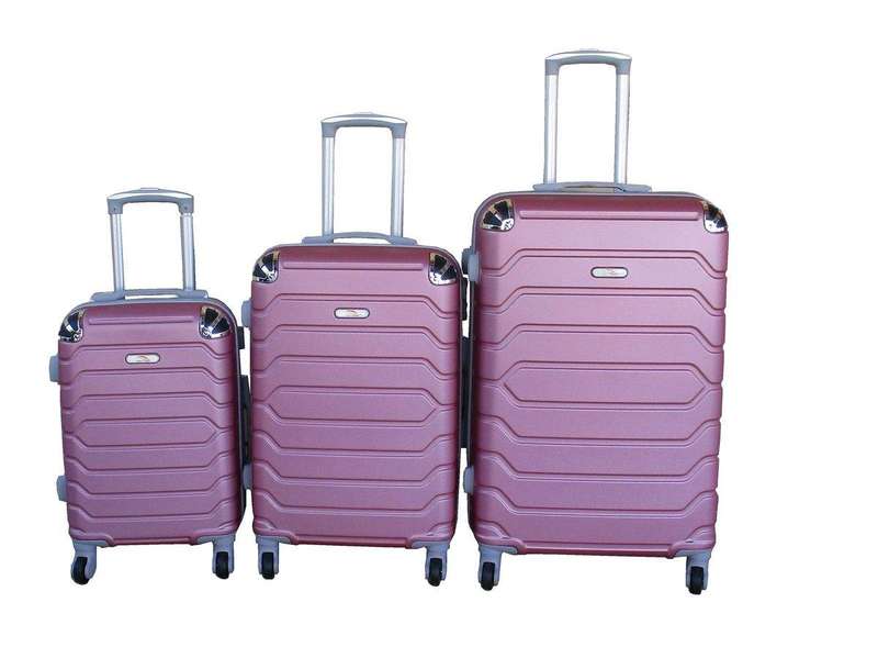 SMTE 3-Piece Travel 28-Inch Luggage Suitcase Bag Set - Stylish - Pink with keychain
