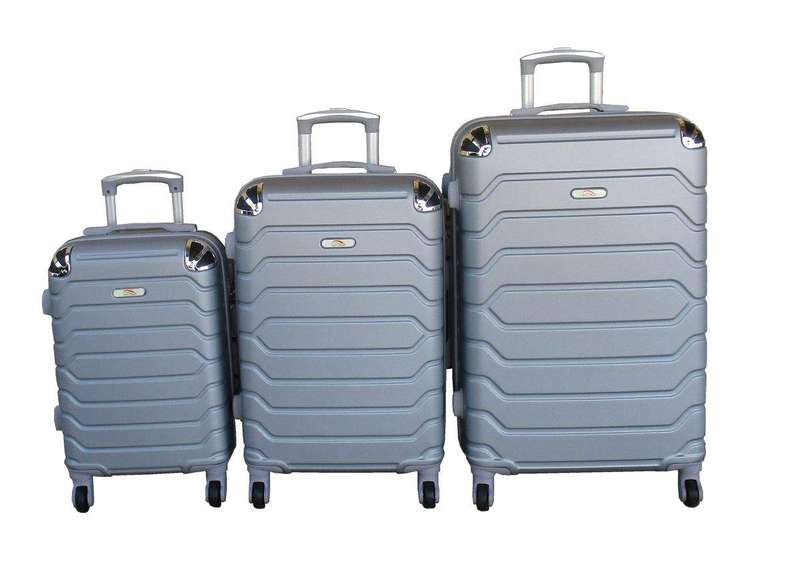 SMTE 3-Piece Travel 28-Inch Luggage Suitcase Bag Set - Stylish - Silver with keychain