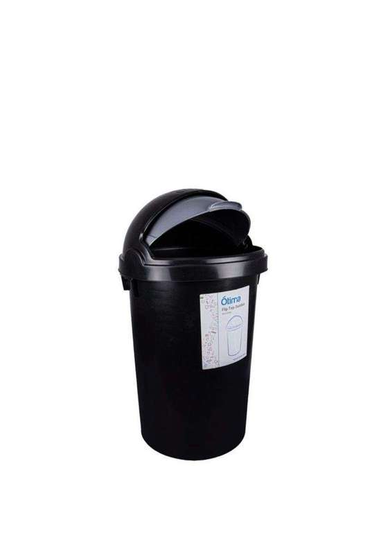 SMTE Dream World 25L Flip-Top Dustbin - Black/Silver with keychain