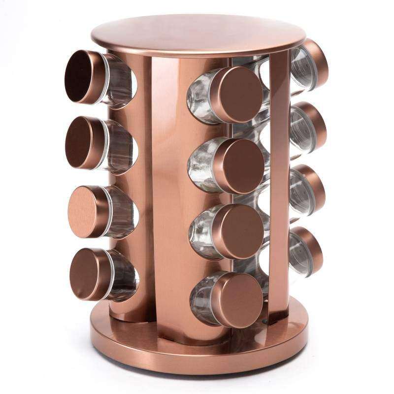 SMTE Rotating Spice Rack 16 Containers - Copper with keychain