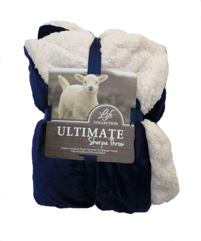 SMTE Ultimate Sherpa Throw - Navy Blue with keychain