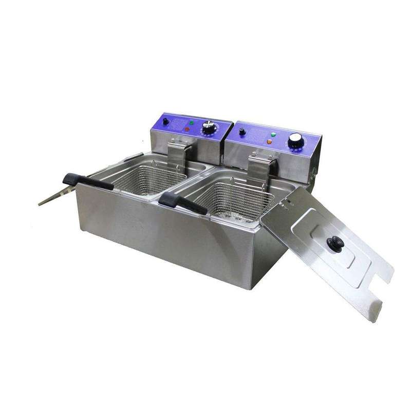 SMTE DH- Two Tank Stainless Steel Electric Deep Fryer - 12L with keychain