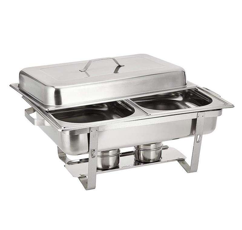 SMTE High Quality Stainless Steel Food Warming Double Pan Chafing Dish - 9 Ltr with keychain