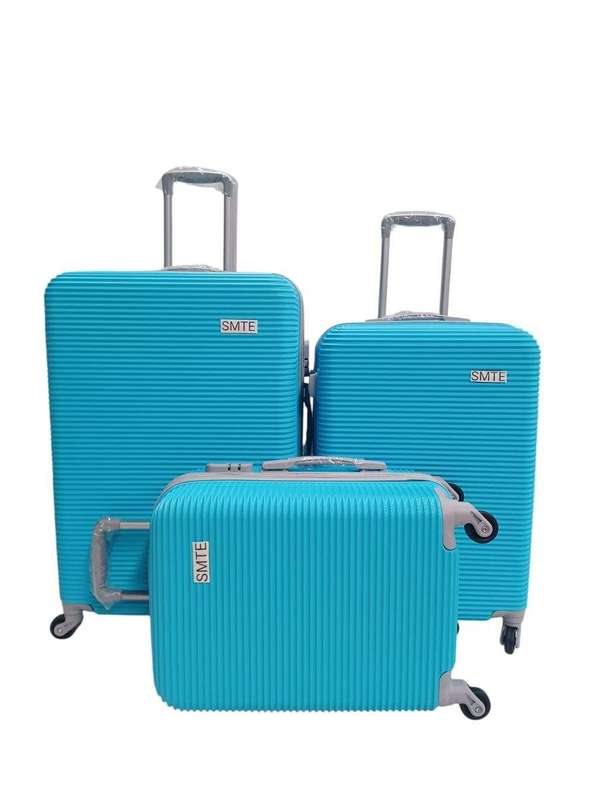 SMTE - 3 Piece Baby Blue hard Shell Luggage Bag Set with keychain