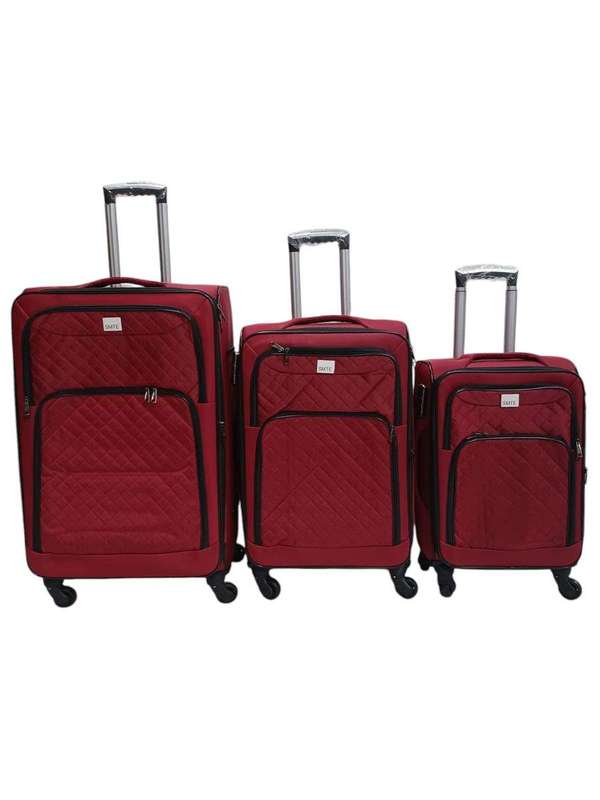 SMTE 3 Piece Red Fabric Luggage Bag Set - Expandable Soft Shell with keychain