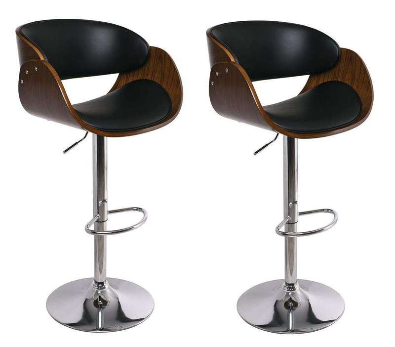 SMTE Padded Bar / Kitchen Counter Stools ? Set of 2 - Black / Brown Colour with keychain