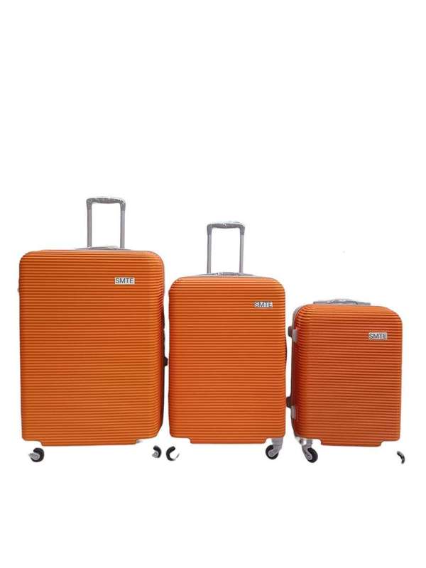 SMTE 3 Piece Sun Orange Hard Shell Luggage Bag Set with keychain