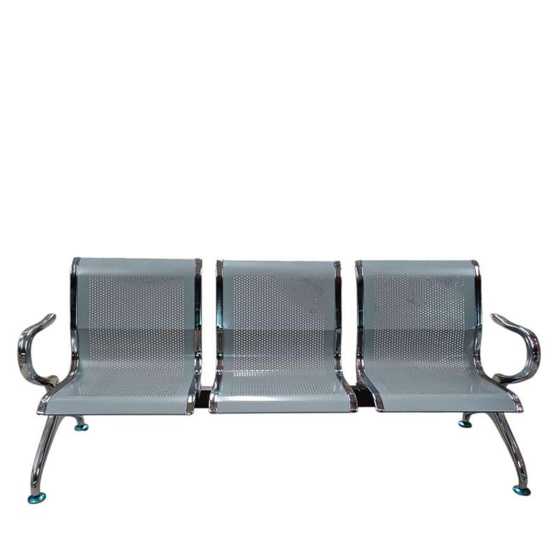 SMTE S503 3-Seater Stainless Steel Waiting Bench - 176cm x 56cm x 75cm with keychain