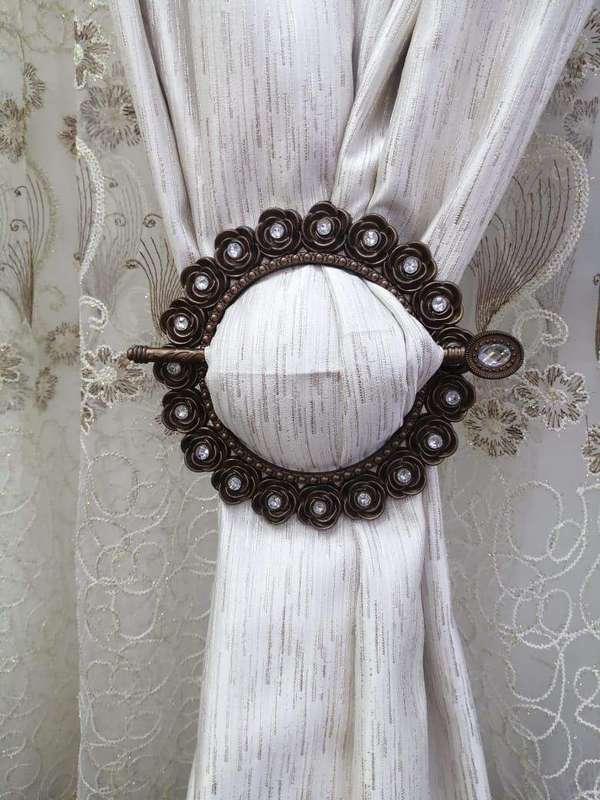 SMTE Curtain Holder Set (2 Pairs) - Brown with keychain