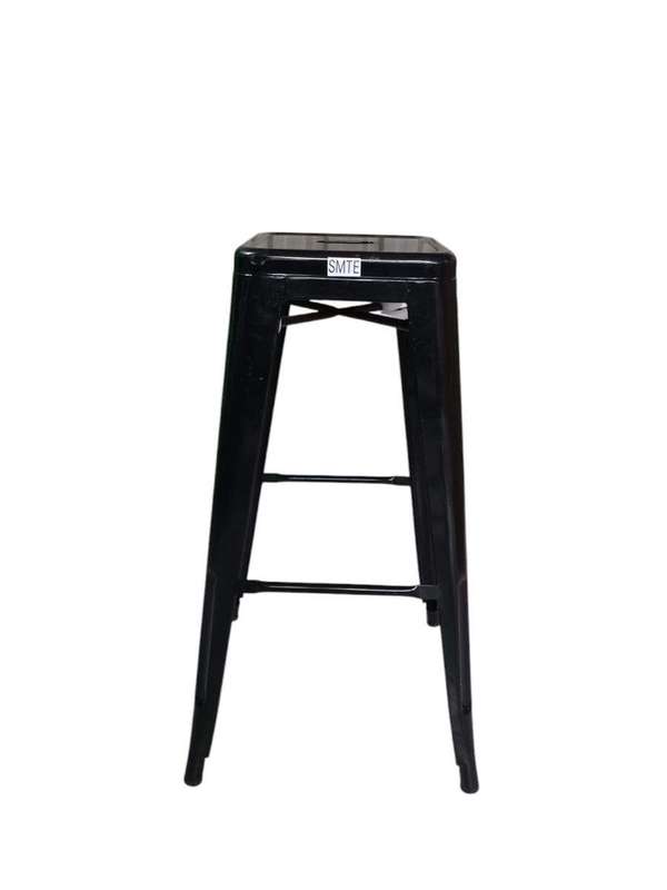 SMTE - 8030 Metal Bar Stool - Industrial Black Powder-Coated Steel with keychain