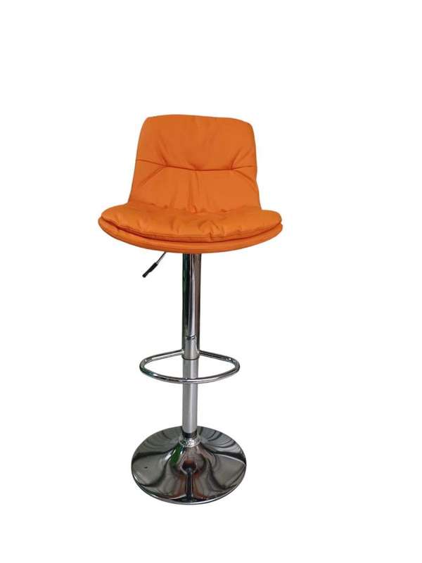 SMTE - 8605 Adjustable Bar Stool - Orange PU Leather with Chrome Base with keychain