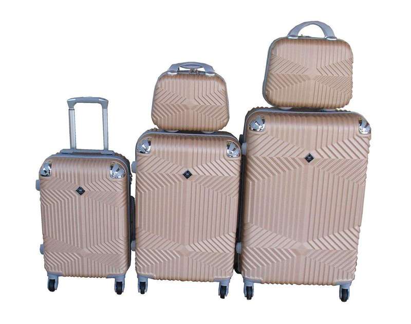 SMTE Gold ABS Luggage Set - 5-Piece Hard-Shell Suitcases with Vanity Cases with keychain