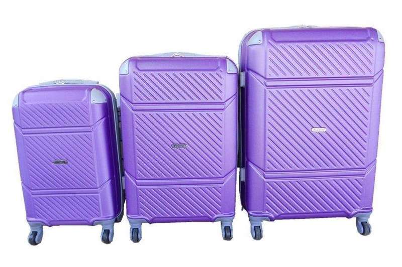 SMTE Purple ABS 3-Piece Luggage Set - Hard Shell, Spinner Wheels, Lightweight with keychain