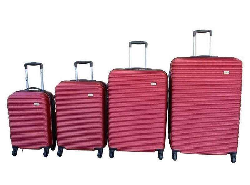 SMTE 4-Piece ABS Hard Shell Luggage Set - Red with 360 Spinner Wheels with keychain