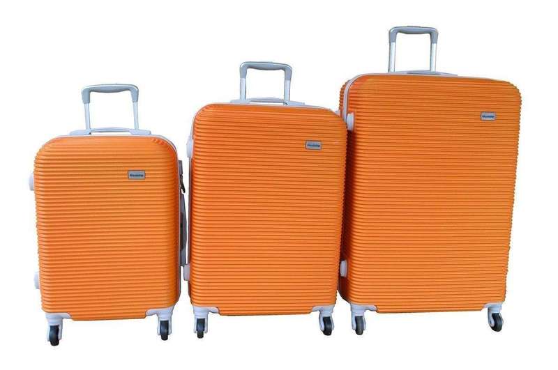 SMTE Mooistar 3-Piece Orange Hardshell Luggage Set - Spinner Wheels with keychain
