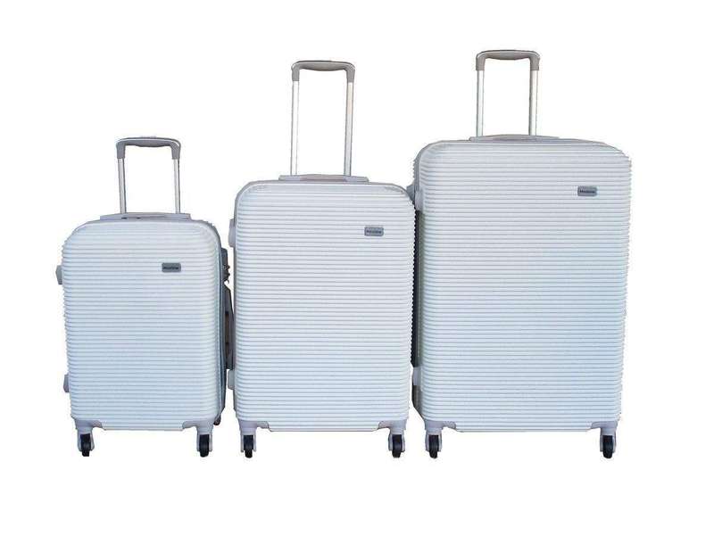 SMTE White Hardshell 3-Piece Luggage Set - Spinner Wheels with keychain