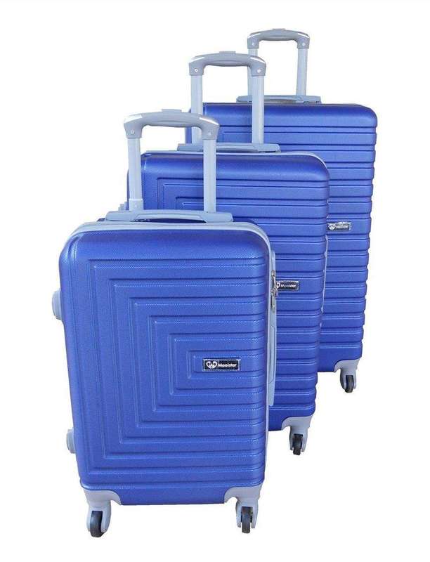 SMTE 3-Piece ABS Luggage Set, Blue-Grey Accents, Spinner Wheels,Combination Lock with keychain