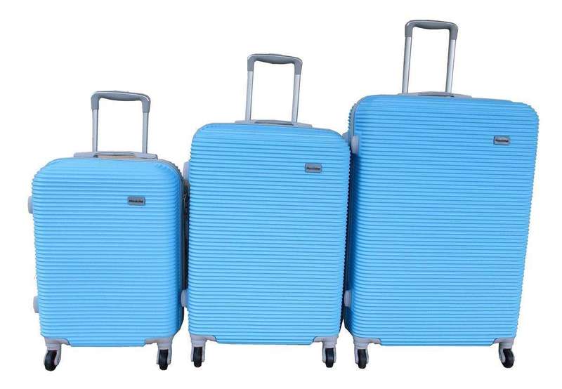 SMTE Mochilo 3-Piece ABS Luggage Set - Sky Blue, Spinner Wheels, TSA Lock with keychain