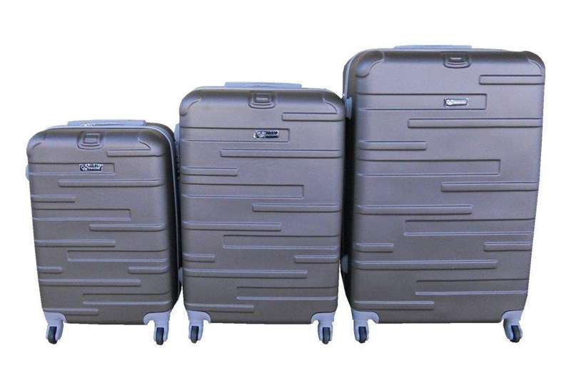 SMTE Brown ABS Hardshell Luggage Set - 3-Piece, Spinner Wheels, Secure Lock with keychain