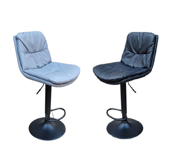 SMTE Soft Padded Perla Black Based Bar Stools - Grey with keychain