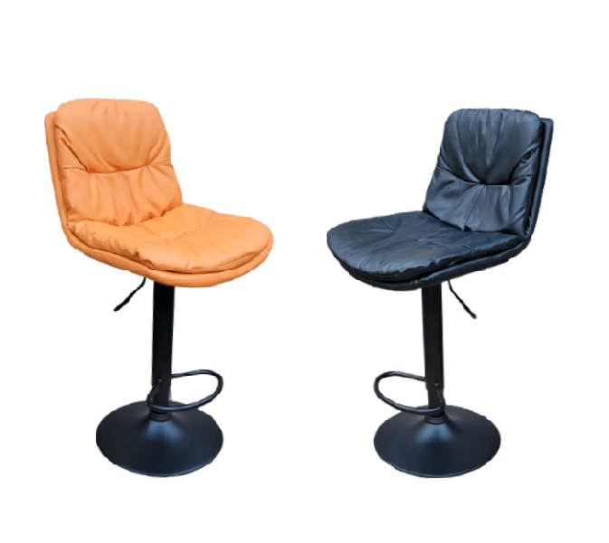 SMTE Soft Padded Perla Black Based Bar Stools - Orange with keychain