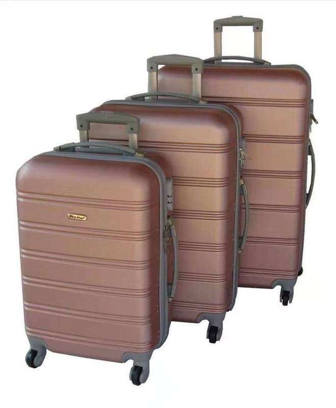 SMTE Durable 3-Piece ABS Luggage Set -Rose Gold - Spinner Wheels & Zippers. with keychain