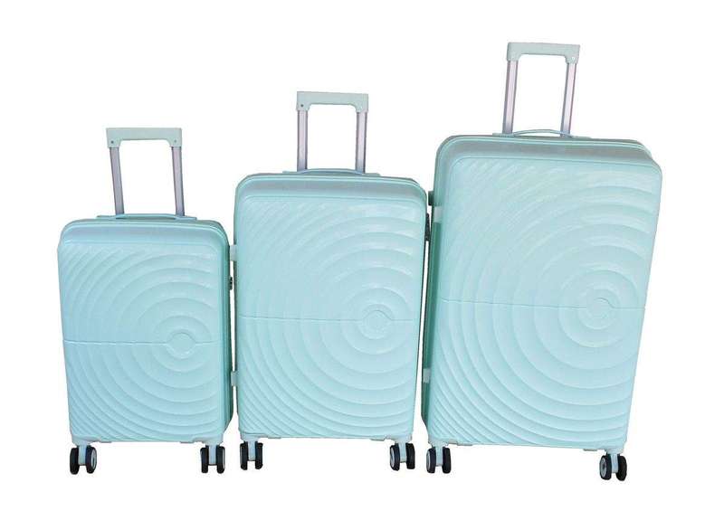 SMTE Unbreakable 3-Piece Polypropylene Luggage Set - Mint Green with keychain