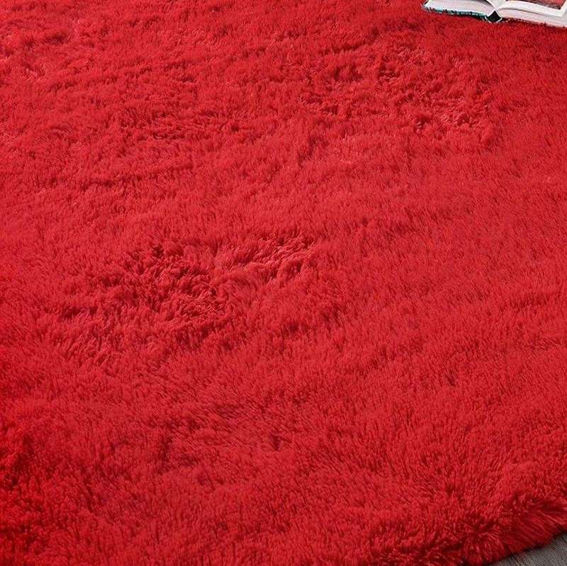 SMTE Large Light Shaggy Fluffy Carpets(1.6m x 2.25m) - Red with keychain