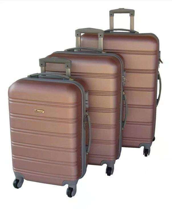 SMTE 3-Piece ABS Hardside Luggage Set - 20"/24"/28" - Rose Gold with keychain