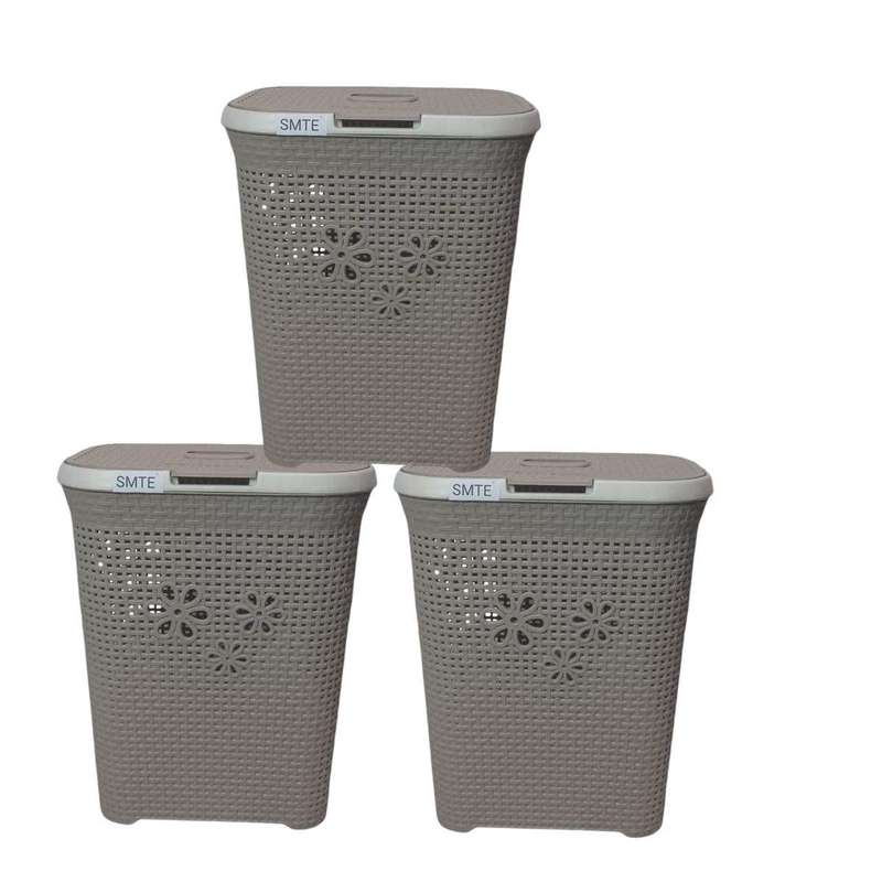SMTE-FreshFold: Laundry Basket set of 3 - Cream with keychain
