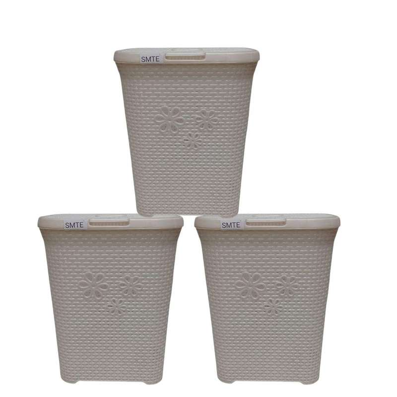SMTE-FreshFold: Laundry Basket set of 3 - White with keychain