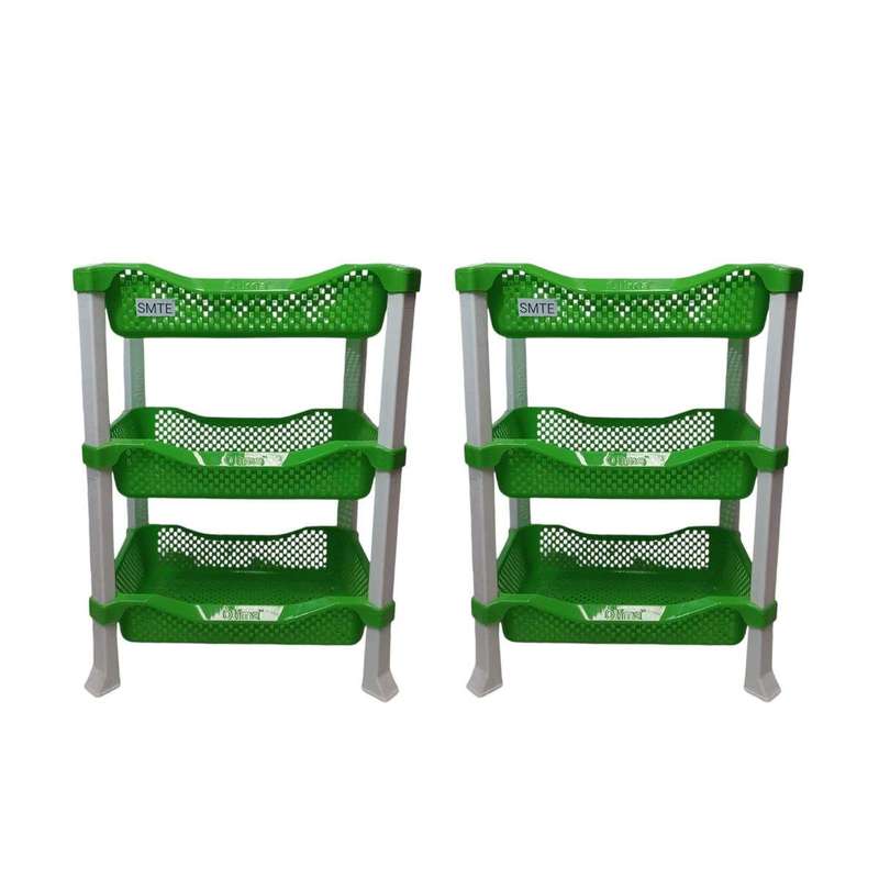SMTE-SpaceMax: 3-Tier Organizer Rack Set of 2 - Green with keychain