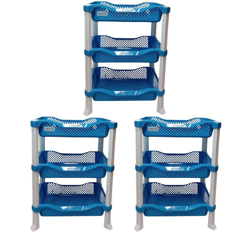 SMTE-SpaceMax: 3-Tier Organizer Rack set of 3 - Blue with keychain