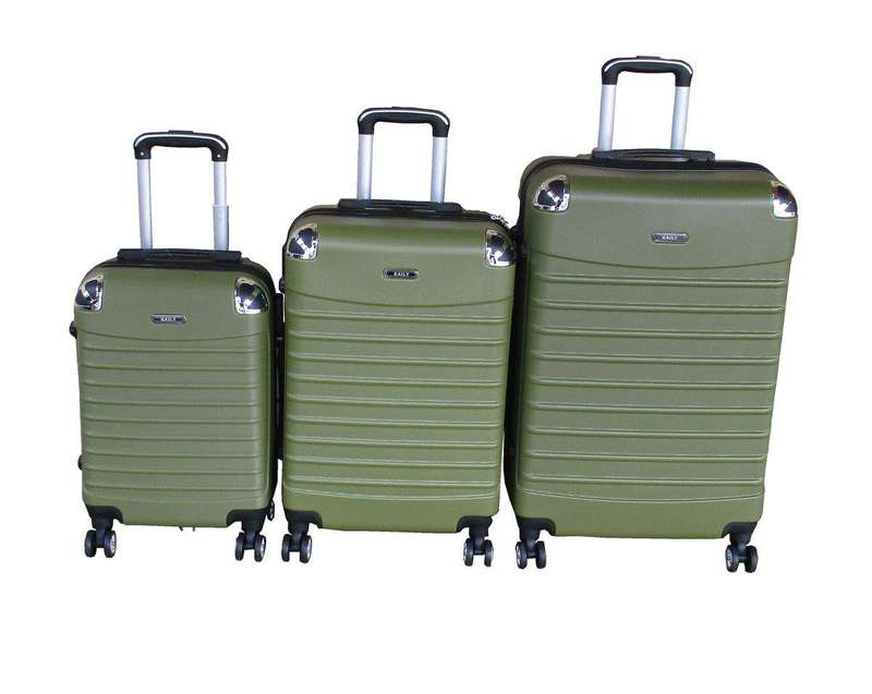 SMTE 3-Piece ABS Dark Green with Spinner Wheels with keychain
