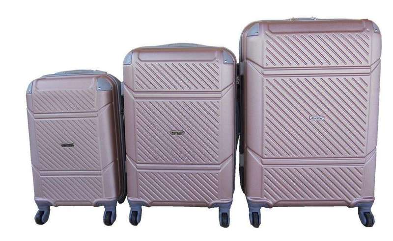 SMTE 3 Piece ABS Luggage Set - Rose Gold, Lightweight & Durable Spinner Wheels with keychain