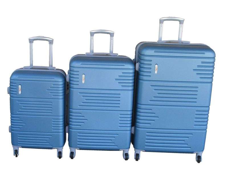 SMTE Light Blue ABS 3-Piece Luggage Set - Durable, Lightweight, Spinner Wheels with keychain