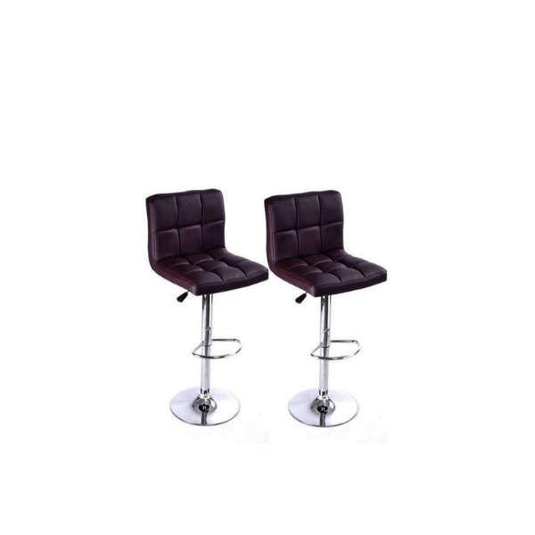 SMTE Pair of Als Leather Swivel Bar Stools - Brown with keychain