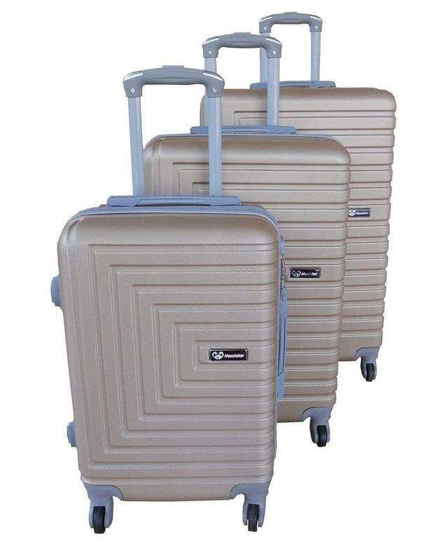 SMTE 3-Piece ABS Luggage Set - Durable, Textured, Spinner Wheels, Nested Design with keychain