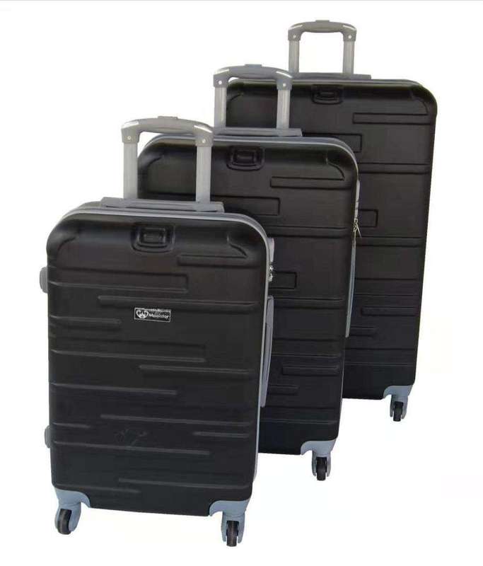 SMTE 3-Piece ABS Luggage Set - Hard-Shell, Spinner Wheels, Black Silver Accents. with keychain
