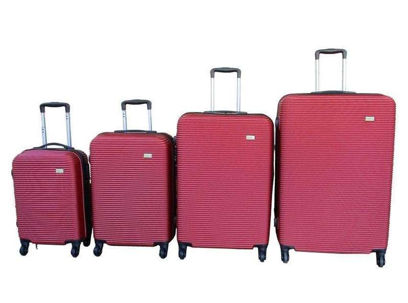 SMTE 4-Piece Red ABS Luggage Set Hard-Spinner Suitcases Lightweight & Durable. with keychain